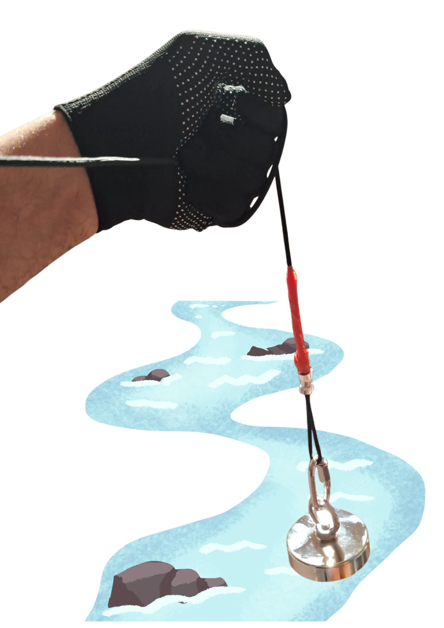 Kit PRO Pesca magnético Ø80mm potente + corda 20m 32 fios + saco + luvas + accesoi – photo 17